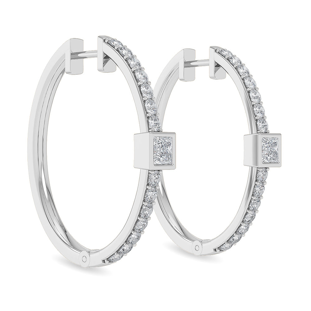 Solid Gold 1.3ct Natural Diamond Wrap Diamond Hoop Box Huggies Earrings