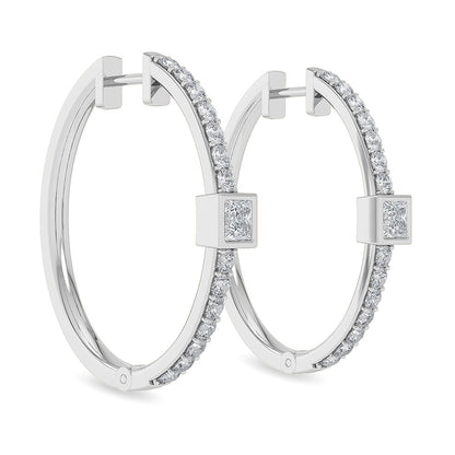 Solid Gold 1.3ct Natural Diamond Wrap Diamond Hoop Box Huggies Earrings
