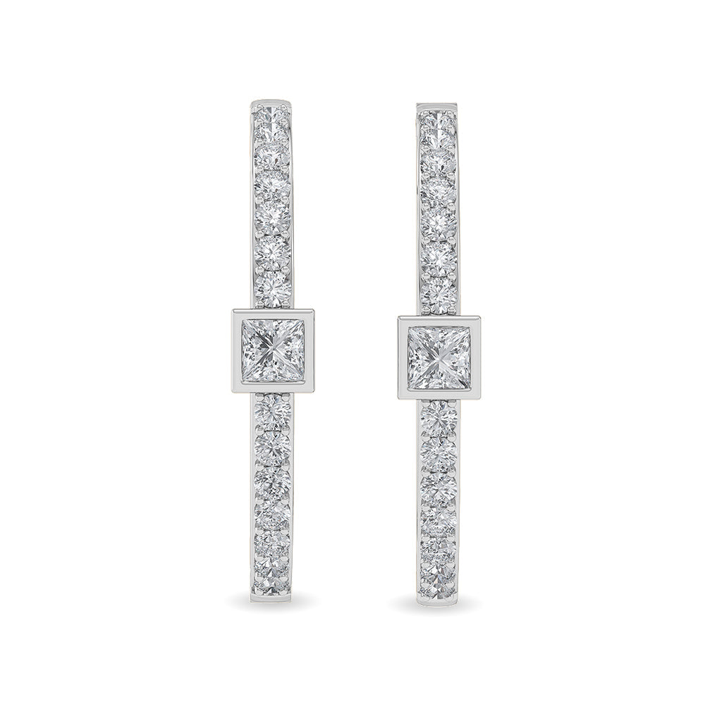 Solid Gold 1.3ct Natural Diamond Wrap Diamond Hoop Box Huggies Earrings