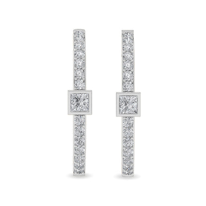 Solid Gold 1.3ct Natural Diamond Wrap Diamond Hoop Box Huggies Earrings