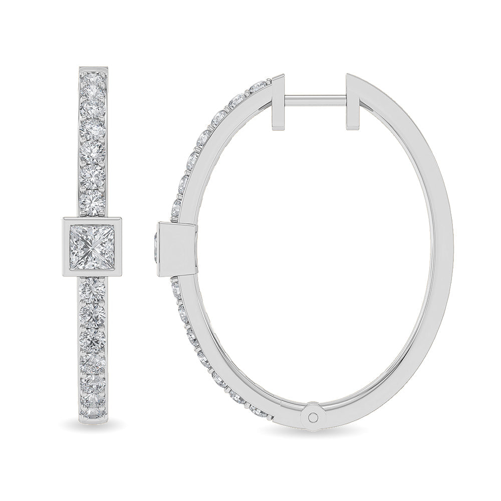 Solid Gold 1.3ct Natural Diamond Wrap Diamond Hoop Box Huggies Earrings