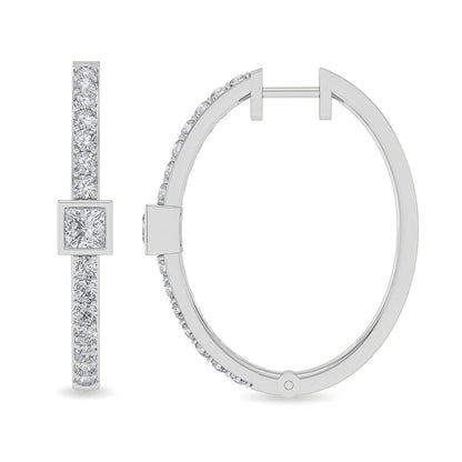 Solid Gold 1.3ct Natural Diamond Wrap Diamond Hoop Box Huggies Earrings