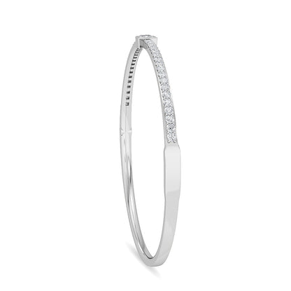 Solid Gold 1.1ct Natural Diamond Princess Tennis Bangle Bezel Bracelet