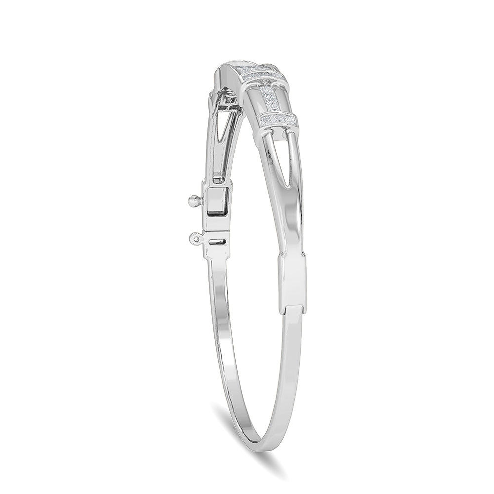 Solid Gold 1.66ct Natural Diamond Princess 3 Bar Rectangle Bracelet