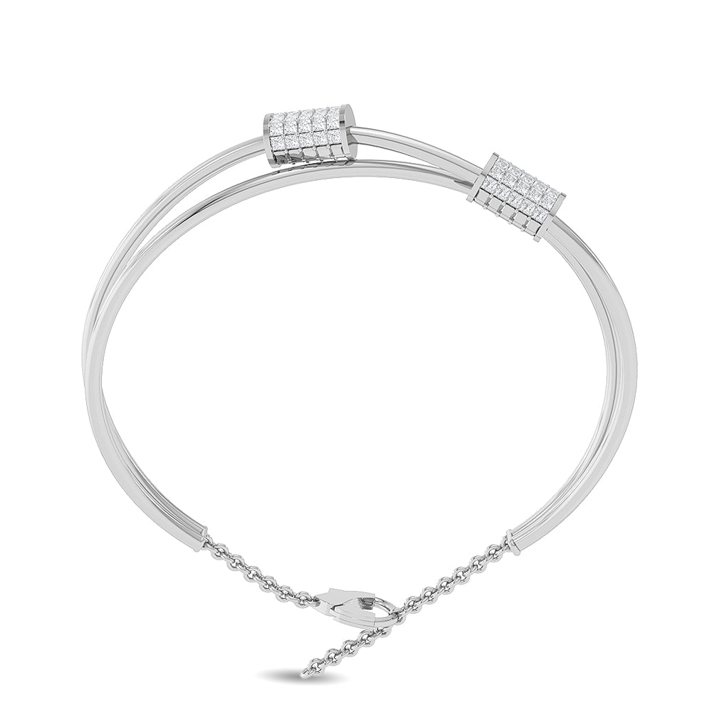 Solid Gold 1.26ct Natural Diamond Twisted Cuff Bangle Bracelet