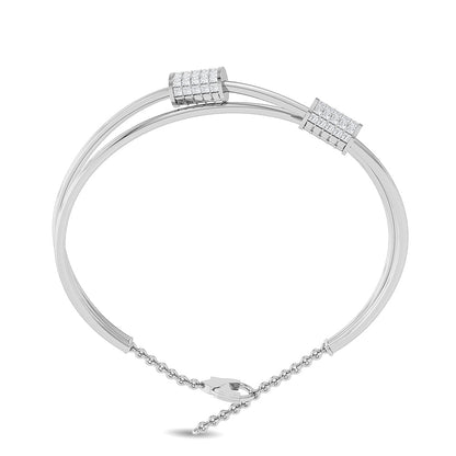 Solid Gold 1.26ct Natural Diamond Twisted Cuff Bangle Bracelet