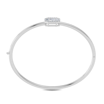 Solid Gold 0.5ct Natural Diamond Buguette Princess Bangle Bracelet