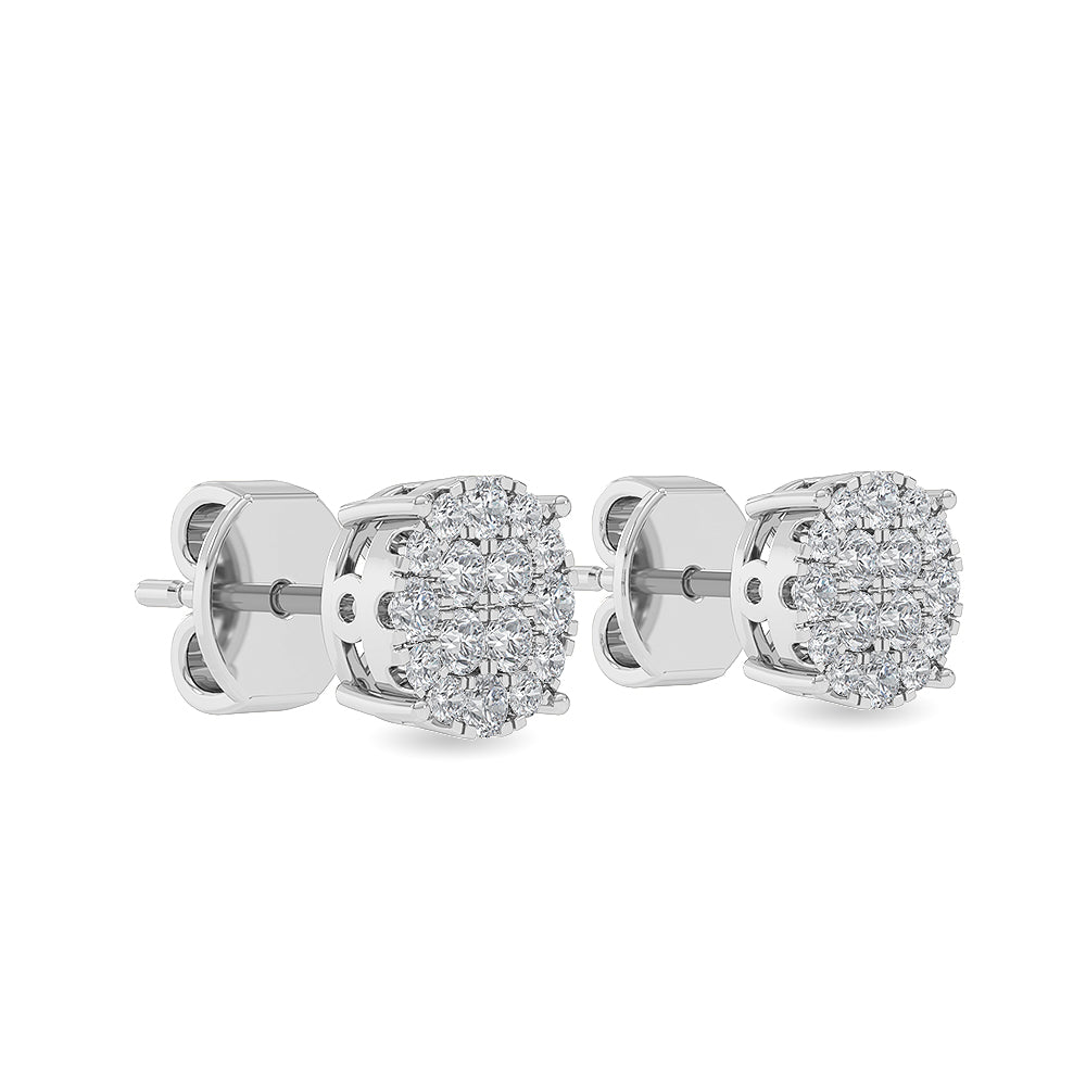 Solid Gold 0.3ct Natural Diamond Cluster Stud Halo Essentials Earrings