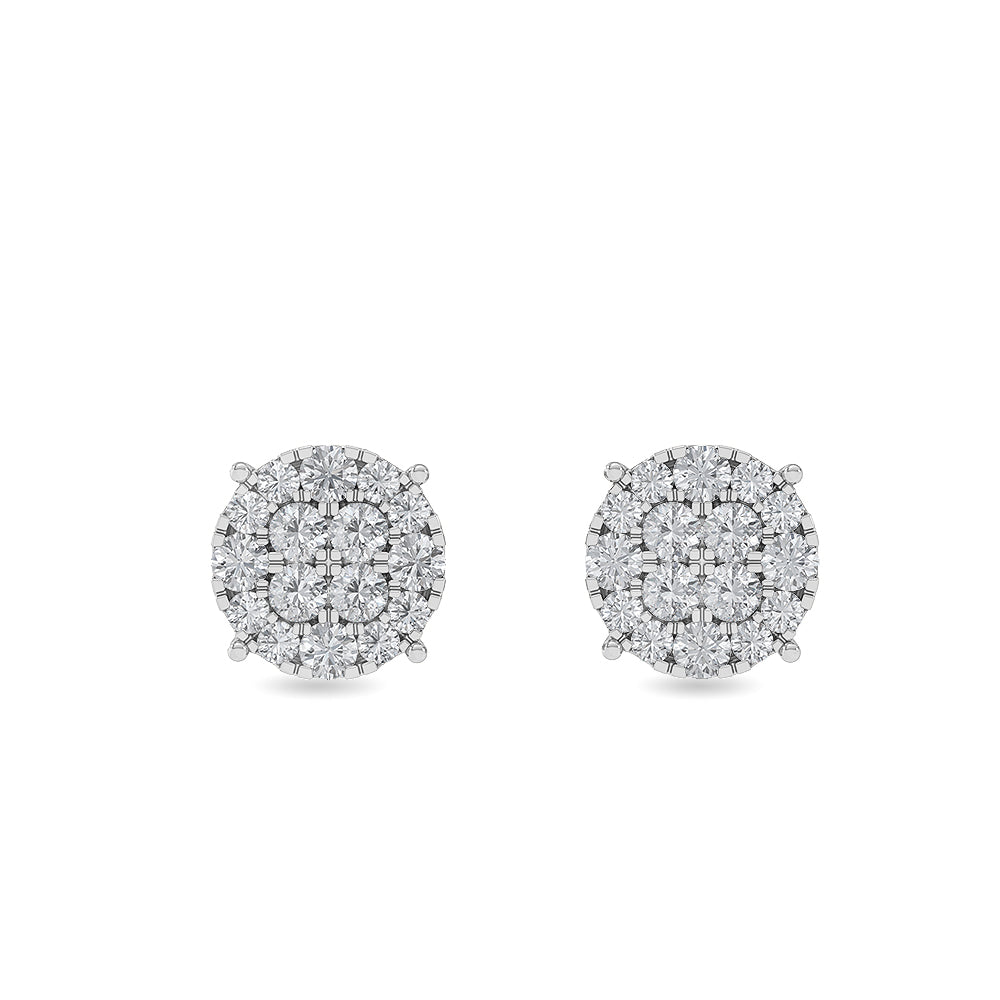 Solid Gold 0.3ct Natural Diamond Cluster Stud Halo Essentials Earrings