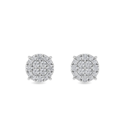 Solid Gold 0.3ct Natural Diamond Cluster Stud Halo Essentials Earrings