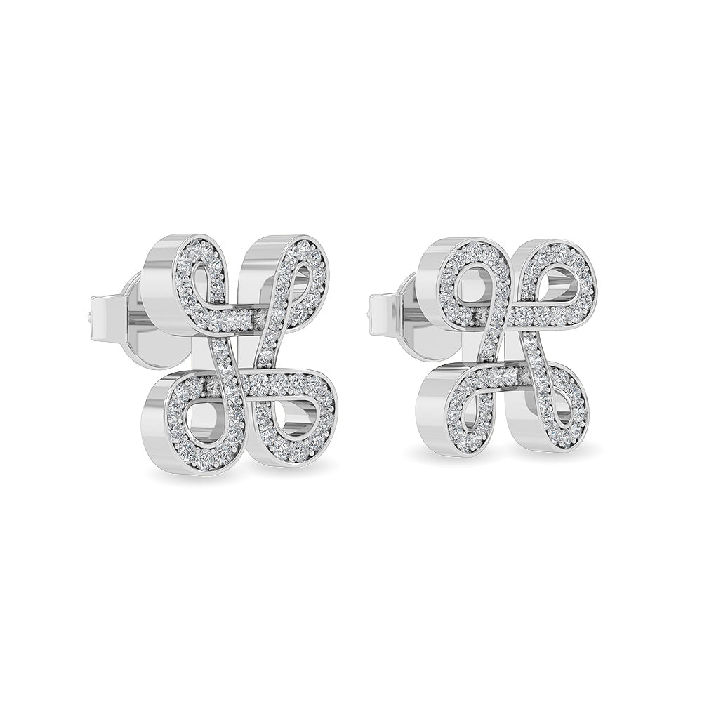 Solid Gold Natural Diamond Love Knot Earrings
