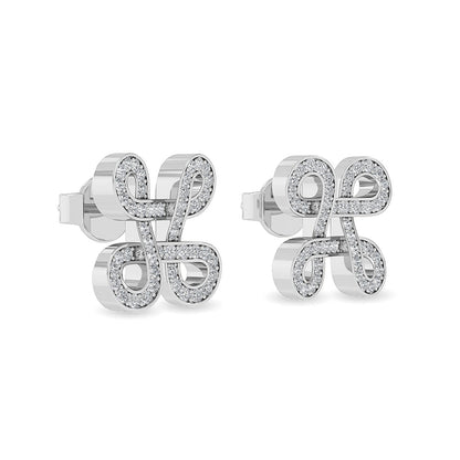Solid Gold Natural Diamond Love Knot Earrings