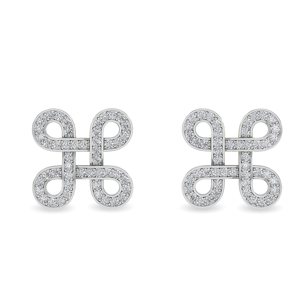 Solid Gold Natural Diamond Love Knot Earrings