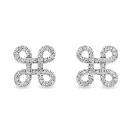 Solid Gold Natural Diamond Love Knot Earrings