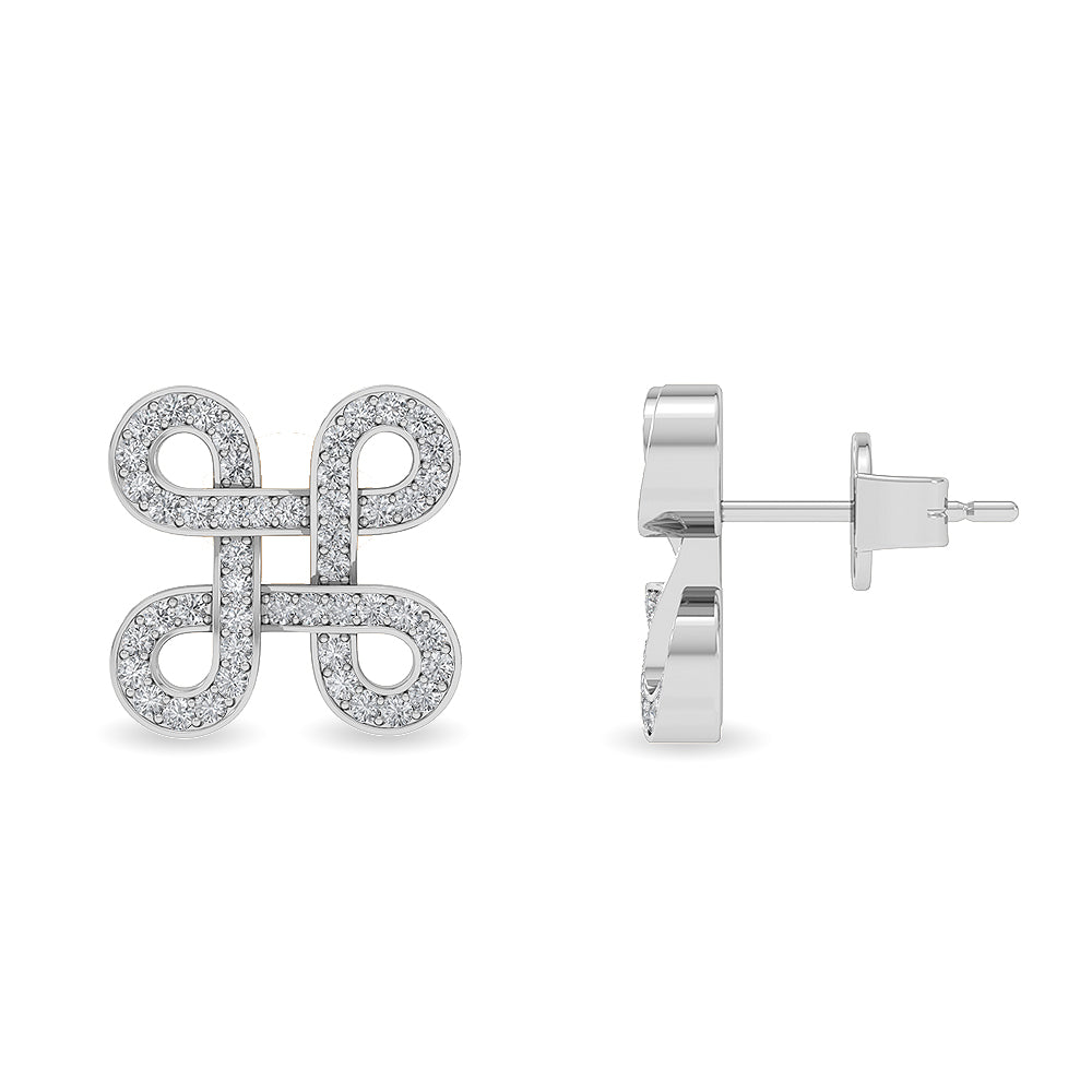 Solid Gold Natural Diamond Love Knot Earrings