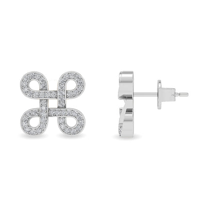 Solid Gold Natural Diamond Love Knot Earrings