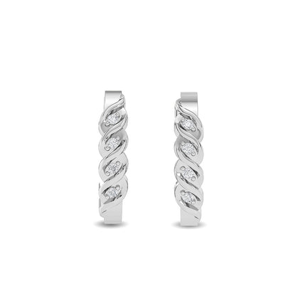 Solid Gold 0.06ct Natural Diamond Twisted Hopp Huggie Earrings