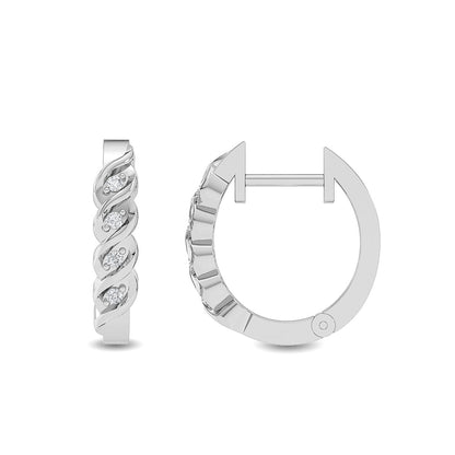 Solid Gold 0.06ct Natural Diamond Twisted Hopp Huggie Earrings