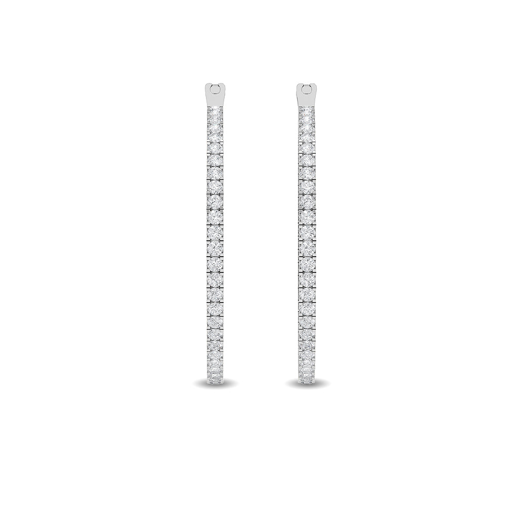 Solid Gold 0.2ct Natural Diamond 26mm Inside-Out Round Hoop Earrings