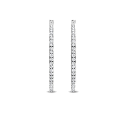 Solid Gold 0.2ct Natural Diamond 26mm Inside-Out Round Hoop Earrings
