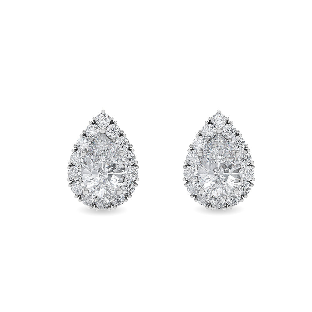 Solid Gold 0.96ct Natural Diamond Pear Teardrop-Shaped Stud Earrings