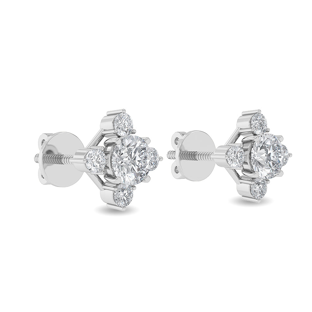Solid Gold 0.8ct Natural Diamond Star Kite-Shaped Stud Earrings