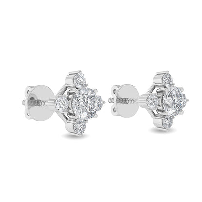Solid Gold 0.8ct Natural Diamond Star Kite-Shaped Stud Earrings