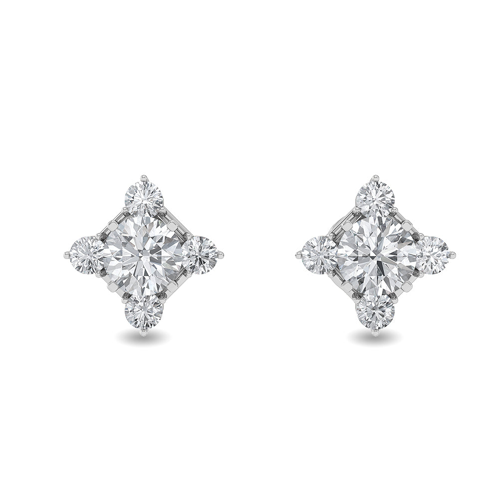 Solid Gold 0.8ct Natural Diamond Star Kite-Shaped Stud Earrings