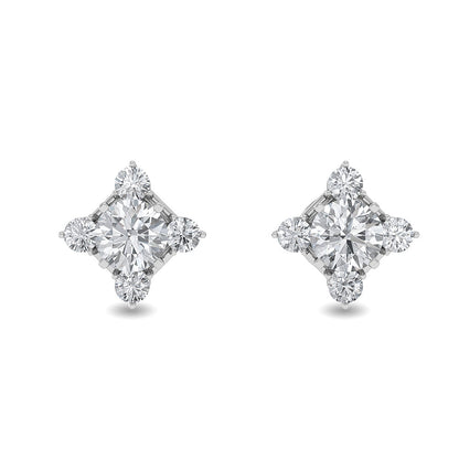 Solid Gold 0.8ct Natural Diamond Star Kite-Shaped Stud Earrings