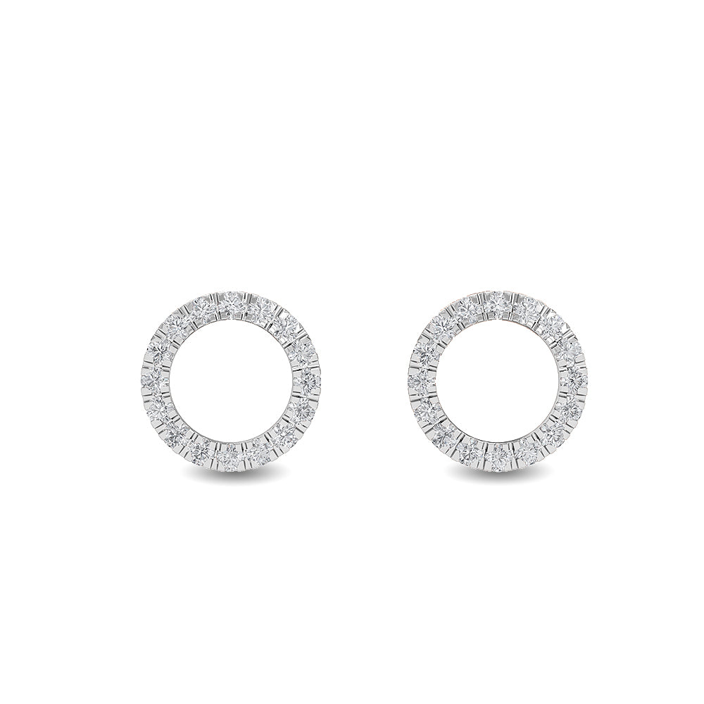 Solid Gold 0.1ct Natural Diamond Mini Round Halo Circle Stud Earrings