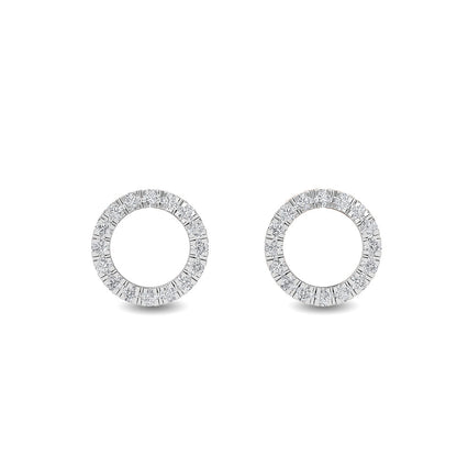 Solid Gold 0.1ct Natural Diamond Mini Round Halo Circle Stud Earrings