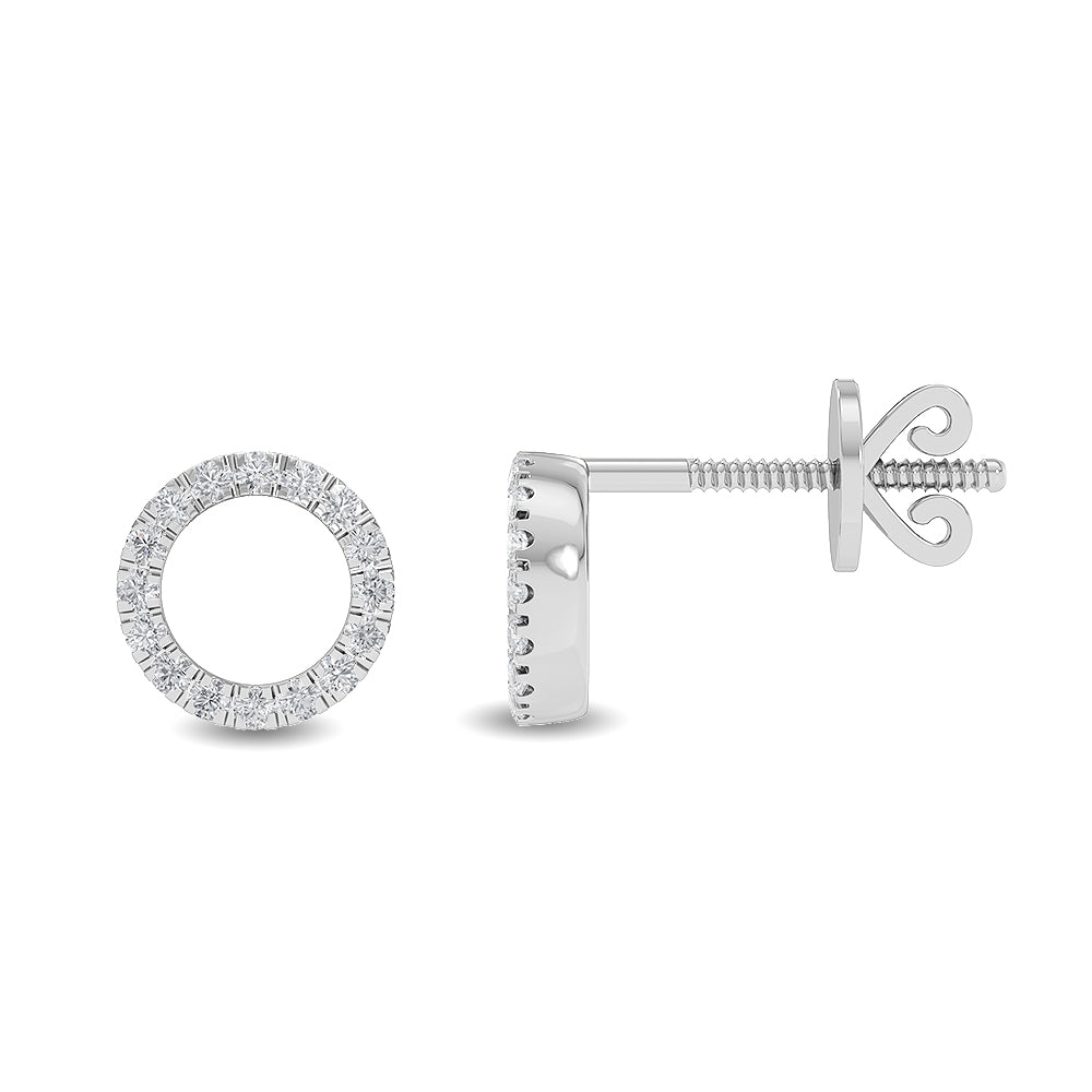 Solid Gold 0.1ct Natural Diamond Mini Round Halo Circle Stud Earrings