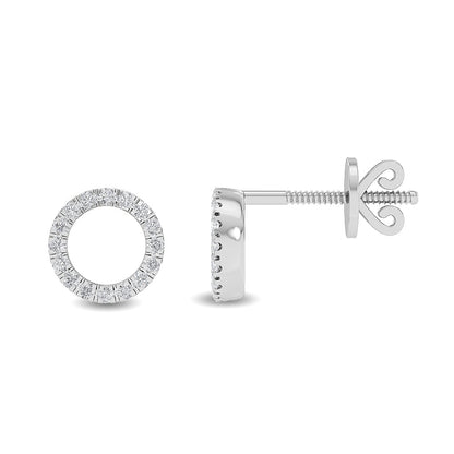 Solid Gold 0.1ct Natural Diamond Mini Round Halo Circle Stud Earrings
