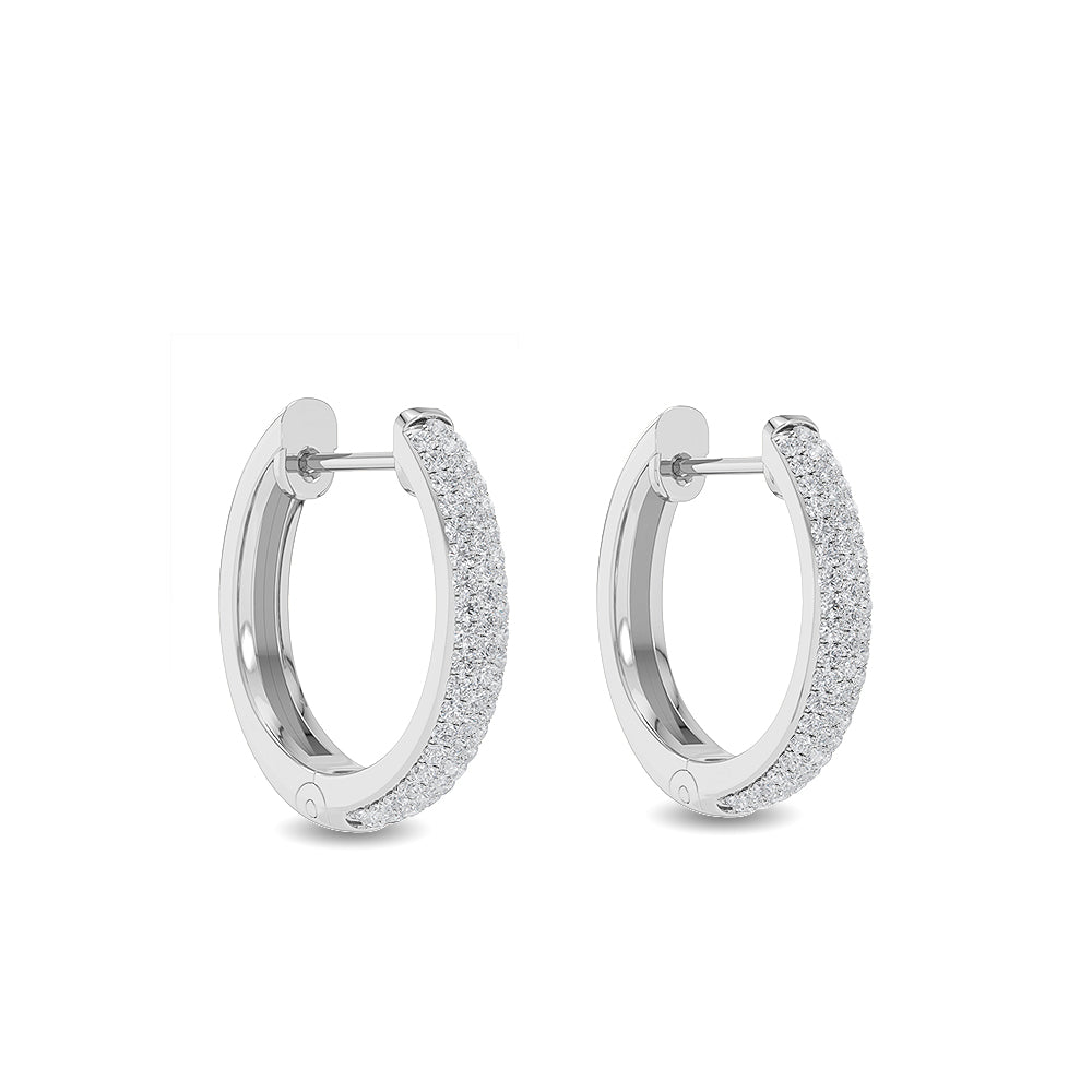 Solid Gold 0.5ct Natural Diamond I-SI 14mm Small Round Hoop Earrings