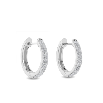 Solid Gold 0.5ct Natural Diamond I-SI 14mm Small Round Hoop Earrings
