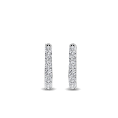 Solid Gold 0.1ct Natural Diamond Huggie Hoop Channel Double Row Earrings
