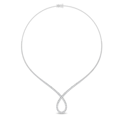 Solid Gold 6.8ct Natural Diamond Tennis Twist Pear Necklace
