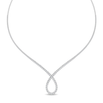 Solid Gold 6.8ct Natural Diamond Tennis Twist Pear Necklace