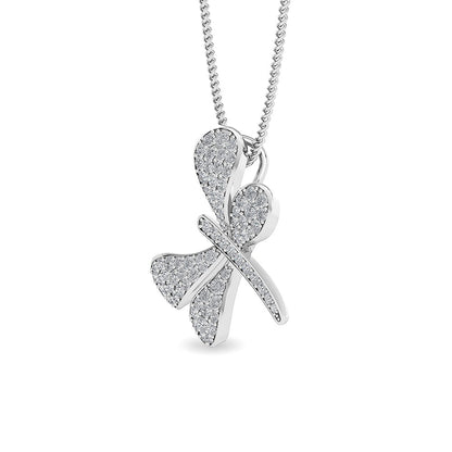 Solid Gold 0.8ct Natural Diamond Dragonfly Butterfly Pendant Necklace