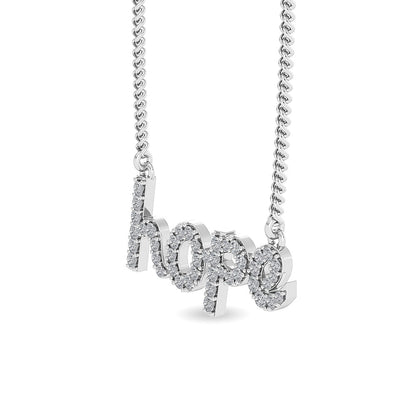 Solid Gold 0.7ct Natural Diamond Studded Hope Script Necklace