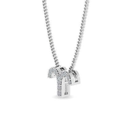 Solid Gold 0.1ct Natural Diamond T Necklace