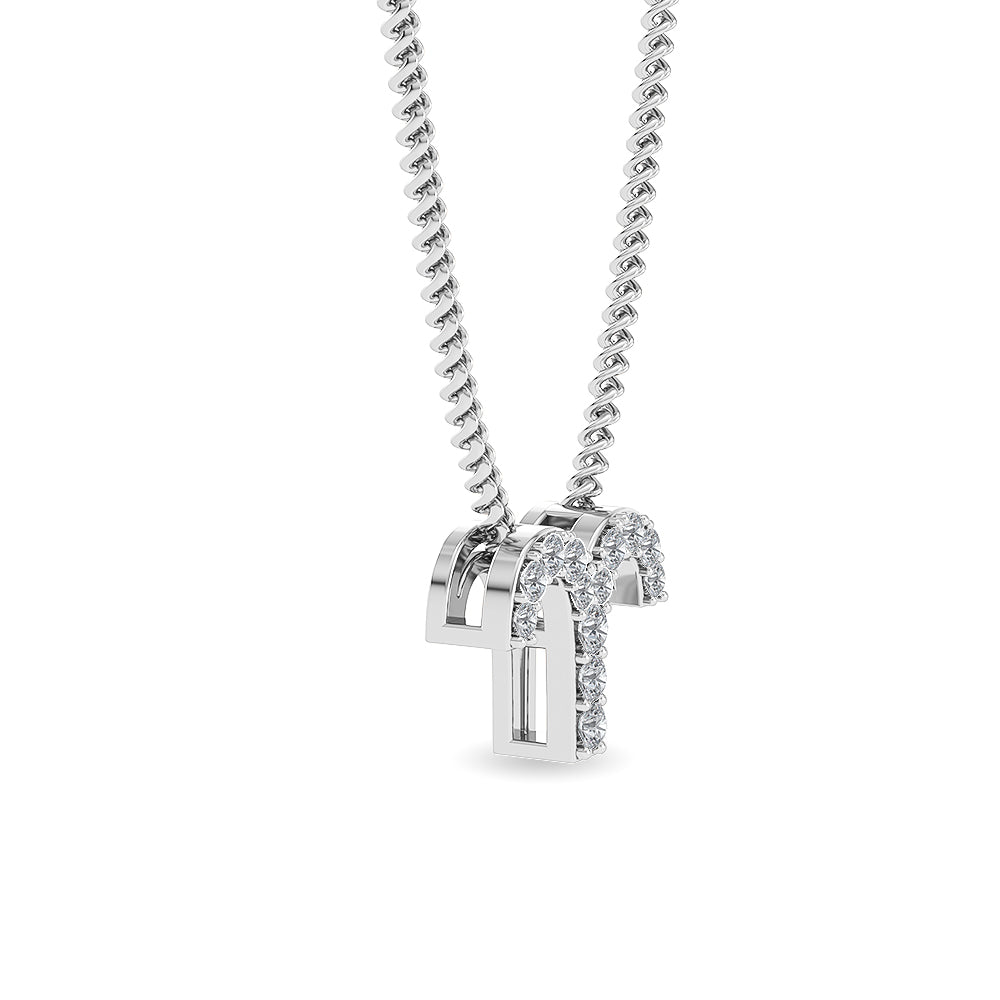 Solid Gold 0.1ct Natural Diamond T Necklace