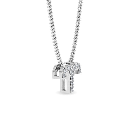 Solid Gold 0.1ct Natural Diamond T Necklace