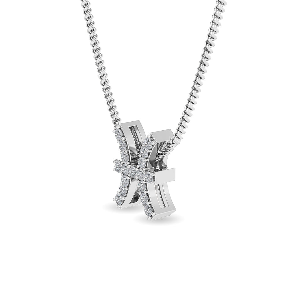 Solid Gold 0.2ct Natural Diamond Studded H Knot Necklace