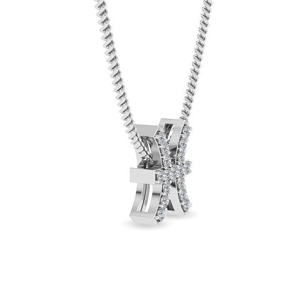 Solid Gold 0.2ct Natural Diamond Studded H Knot Necklace