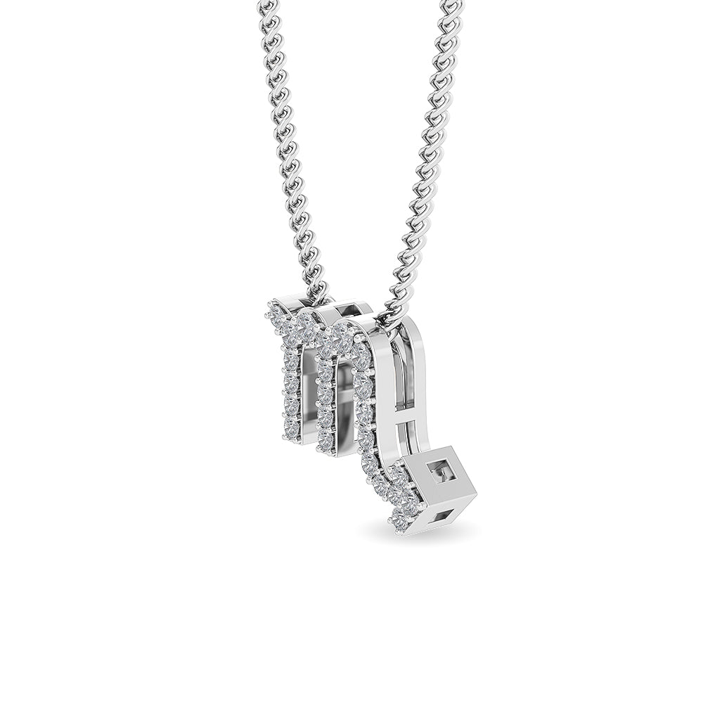 Solid Gold 0.16ct Natural Diamond M Studded Necklace