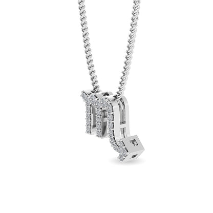 Solid Gold 0.16ct Natural Diamond M Studded Necklace
