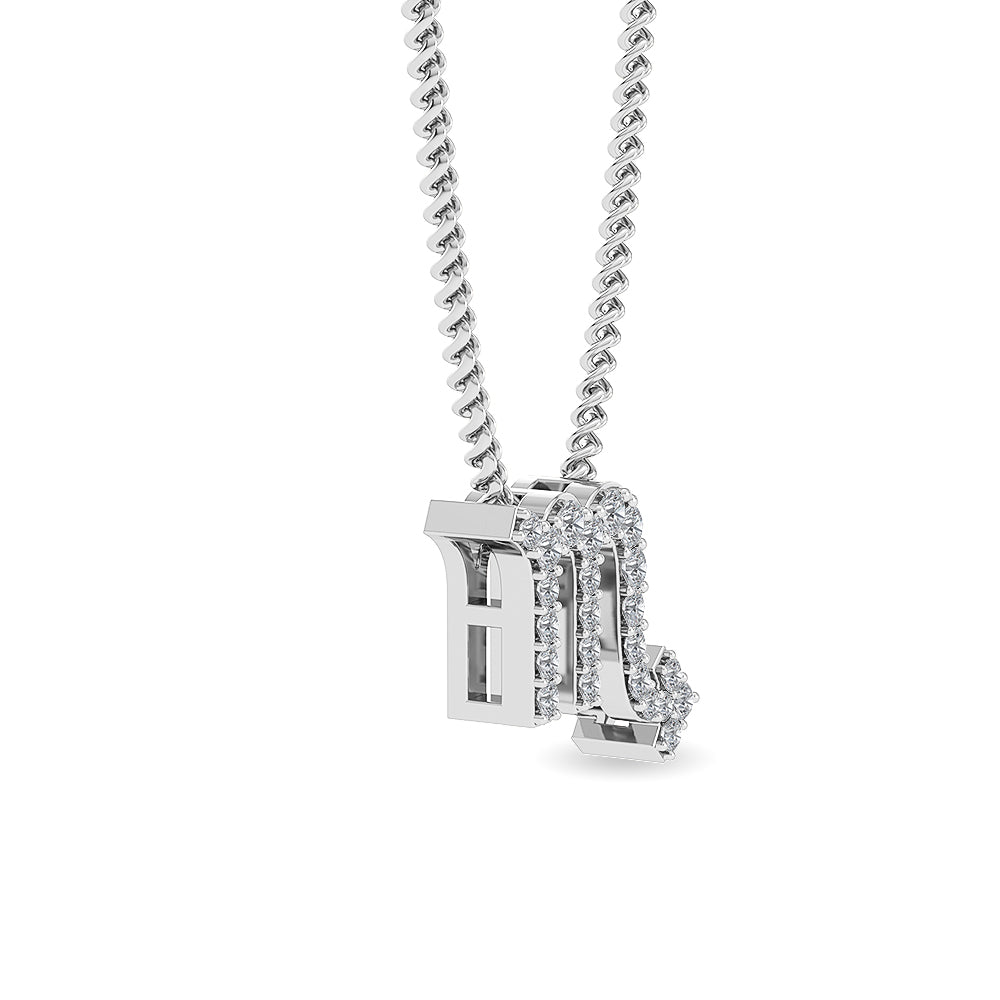 Solid Gold 0.16ct Natural Diamond M Studded Necklace