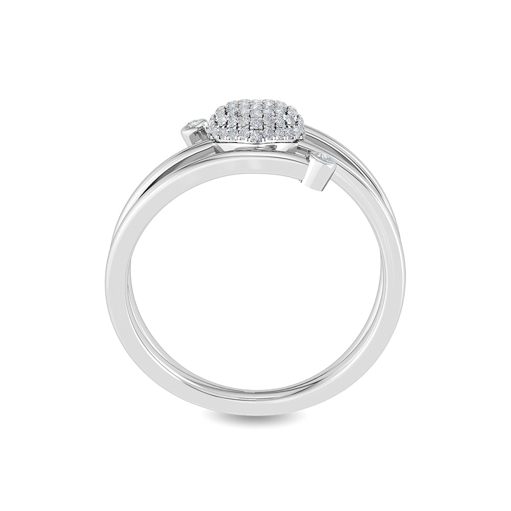Solid Gold Natural Diamond Spinning Heart Crisscross Ring