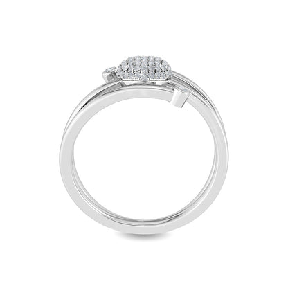 Solid Gold Natural Diamond Spinning Heart Crisscross Ring